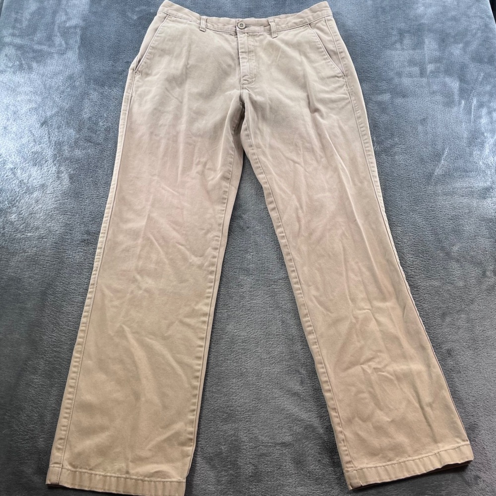 Eddie Bauer Mens Khaki Chino Pants Straight Leg Tan Cotton Twill 33x34